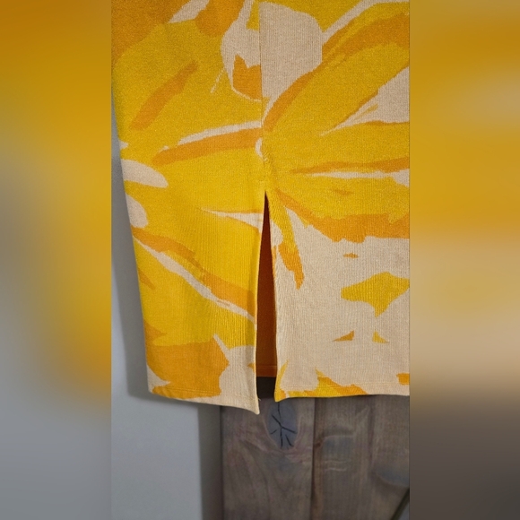 ZARA yellow orange high waisted jacquard Knit Stretch midi skirt. Size Small - Picture 10 of 13